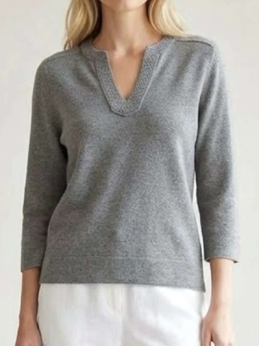 Tory Burch Lizzie Tunic V-Neck 100% Cashmere Sweater, Graphite Grey, Size‎ S